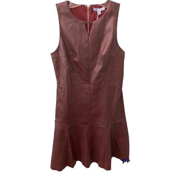 She + Sky Vegan Leather Dress-Wine Color - Picture 1 of 4